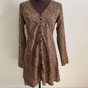 Missguided Brown Leopard Long Sleeve Dress